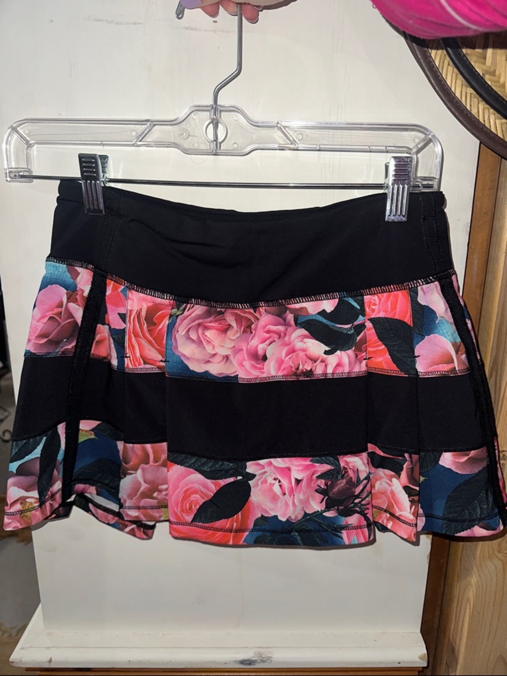 lululemon athletica Black Skirt with Pink Floral Panels